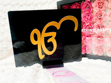 Load image into Gallery viewer, Gold engraved black Acrylic Signs - Ik Onkar ੴ