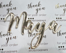 Load image into Gallery viewer, Acrylic Mirror Name Cake Toppers, Gold, Silver or Rose Gold, Lasercut Mirror Acrylic