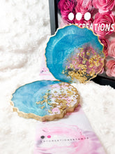 Load image into Gallery viewer, Teal and Gold Coasters - Perfect for Barware or Decor (Set of 2)