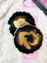 Load image into Gallery viewer, Black and Gold Marble Stone-like and Gold Agate Coasters - Perfect for Barware or Decor (Set of 2)