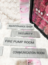 Load image into Gallery viewer, Personalized Silver engraved black Acrylic Signs - logo