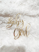 Load image into Gallery viewer, Acrylic Mirror Name Cake Toppers, Gold, Silver or Rose Gold, Lasercut Mirror Acrylic
