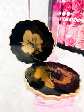 Load image into Gallery viewer, Black and Gold Marble Stone-like and Gold Agate Coasters - Perfect for Barware or Decor (Set of 2)