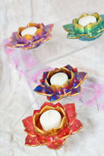 Load image into Gallery viewer, Diya Holders, Diwali Candle Holders, Lotus Candle Holders made with Resin (set of 2)