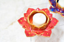 Load image into Gallery viewer, Diwali Candle Holders, Lotus Candle Holders and Coasters made with Resin package (set of 2)