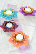 Load image into Gallery viewer, Diya Holders, Diwali Candle Holders, Lotus Candle Holders made with Resin (set of 2)