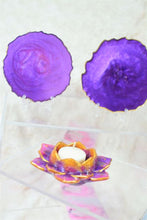 Load image into Gallery viewer, Diwali Candle Holders, Lotus Candle Holders and Coasters made with Resin package (set of 2)