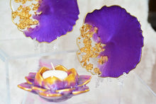 Load image into Gallery viewer, Purple Haze and Gold Coasters - Perfect for Barware or Decor (Set of 2)