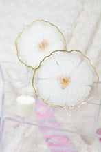 Load image into Gallery viewer, White Flower Coaster set (Can be Personalized) - Perfect for Barware or Decor (Set of 2)