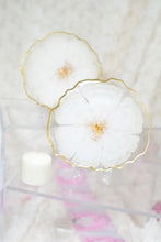 Load image into Gallery viewer, White Flower Coaster set (Can be Personalized) - Perfect for Barware or Decor (Set of 2)