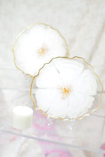 Load image into Gallery viewer, White Flower Coaster set (Can be Personalized) - Perfect for Barware or Decor (Set of 2)