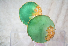 Load image into Gallery viewer, Green and Gold Coasters - Perfect for Barware or Decor (Set of 2)
