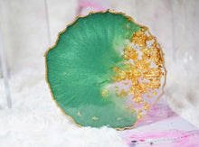 Load image into Gallery viewer, Green and Gold Coasters - Perfect for Barware or Decor (Set of 2)