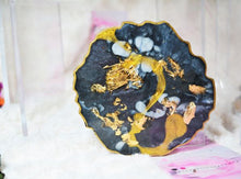 Load image into Gallery viewer, Shimmer Black/White Marble with Gold Coasters (Can be Personalized) - Perfect for Barware or Decor (Set of 2)