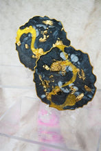 Load image into Gallery viewer, Shimmer Black/White Marble with Gold Coasters (Can be Personalized) - Perfect for Barware or Decor (Set of 2)