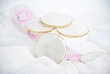 Load image into Gallery viewer, White Marble Stone-like and Gold Agate Coasters - Perfect for Barware or Decor (Set of 2)