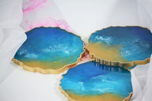 Load image into Gallery viewer, Golden Beach with Waves Coasters - Perfect for Barware or Decor (Set of 2)