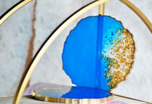 Load image into Gallery viewer, Blue and  Gold Coasters - Perfect for Barware or Decor (Set of 2)