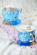 Load image into Gallery viewer, Blue and  Gold Coasters - Perfect for Barware or Decor (Set of 2)