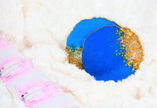 Load image into Gallery viewer, Blue and  Gold Coasters - Perfect for Barware or Decor (Set of 2)