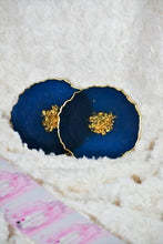 Load image into Gallery viewer, "Midnight Love" Midnight Blue and Gold Coasters - Perfect for Barware or Decor (Set of 2)