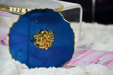Load image into Gallery viewer, "Midnight Love" Midnight Blue and Gold Coasters - Perfect for Barware or Decor (Set of 2)