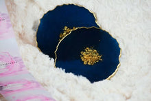 Load image into Gallery viewer, "Midnight Love" Midnight Blue and Gold Coasters - Perfect for Barware or Decor (Set of 2)