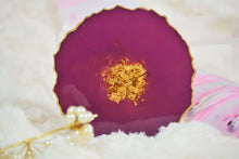 Load image into Gallery viewer, Violet and Gold Love Coasters - Perfect for Barware or Decor (Set of 2)