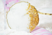 Load image into Gallery viewer, White Marble Stone-Like and Gold Leaf Coasters - Perfect for Barware or Decor (Set of 2)