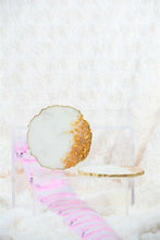 Load image into Gallery viewer, White Marble Stone-Like and Gold Leaf Coasters - Perfect for Barware or Decor (Set of 2)