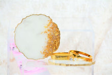 Load image into Gallery viewer, White Marble Stone-Like and Gold Leaf Coasters - Perfect for Barware or Decor (Set of 2)