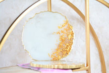 Load image into Gallery viewer, White Marble Stone-Like and Gold Leaf Coasters - Perfect for Barware or Decor (Set of 2)