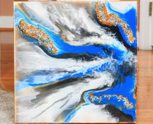 Load image into Gallery viewer, Original epoxy resin & acrylic paint on stretched canvas, great gift or unique home décor (set of 2)