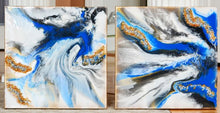 Load image into Gallery viewer, Original epoxy resin & acrylic paint on stretched canvas, great gift or unique home décor (set of 2)