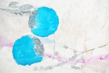 Load image into Gallery viewer, Teal Blue and Silver Coasters - Perfect for Barware or Decor (Set of 2)