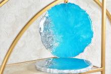 Load image into Gallery viewer, Teal Blue and Silver Coasters - Perfect for Barware or Decor (Set of 2)