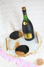 Load image into Gallery viewer, Round Resin Tray - White Marble like with Gold Trim/Resin/Serving Tray/Handmade/Art/Gift/Resin Art