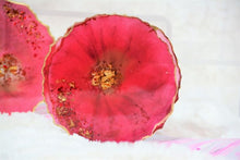 Load image into Gallery viewer, Watermelon Red and Gold Coasters (Can be Personalized) - Perfect for Barware or Decor (Set of 2)