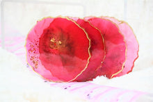 Load image into Gallery viewer, Watermelon Red and Gold Coasters (Can be Personalized) - Perfect for Barware or Decor (Set of 2)