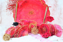 Load image into Gallery viewer, Watermelon Red And Gold Resin Tray/Coasters/Wine Caddie Set