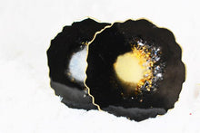 Load image into Gallery viewer, Black and Gold with Gem Geode Coasters (Can be Personalized) - Perfect for Barware or Decor (Set of 2)