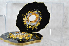 Load image into Gallery viewer, Black/Gold with Gem Geode Coasters - Perfect for Decor (Set of 2)