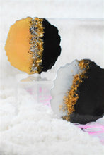 Load image into Gallery viewer, Bronze Gold and Black with Gem Geode Coasters (Can be Personalized) - Perfect for Barware or Decor (Set of 2)