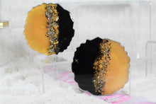 Load image into Gallery viewer, Bronze Gold and Black with Gem Geode Coasters (Can be Personalized) - Perfect for Barware or Decor (Set of 2)