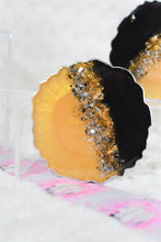 Load image into Gallery viewer, Bronze Gold and Black with Gem Geode Coasters (Can be Personalized) - Perfect for Barware or Decor (Set of 2)