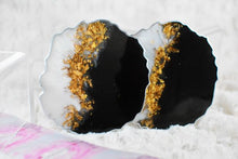 Load image into Gallery viewer, Black and White with Gold Coasters (Can be Personalized)  - Perfect for Barware or Decor (Set of 2)