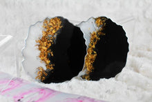 Load image into Gallery viewer, Black and White with Gold Coasters (Can be Personalized)  - Perfect for Barware or Decor (Set of 2)