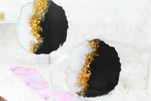 Load image into Gallery viewer, Black and White with Gold Coasters (Can be Personalized)  - Perfect for Barware or Decor (Set of 2)