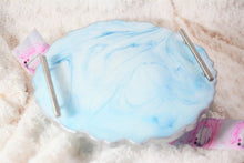 Load image into Gallery viewer, Round Resin Tray - Blue Marble Stone-like with Gold Trim/Resin/Serving Tray/Handmade/Art/Gift/Resin Art