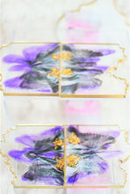 Load image into Gallery viewer, Square Geode Coasters - Purple Blossoms and Gold Leaf/Resin/Coasters/Handmade/Art/Gift/Resin Art
